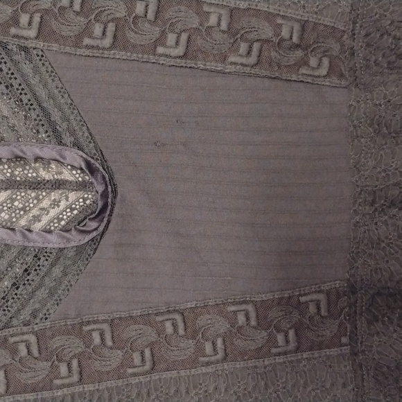 Free People Dark Charcoal Gray Victorian Bohemian Blouse Size XS - Picture 12 of 16